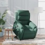Dunkelgrüner Samt Relaxsessel elektrisch mit Aufstehhilfe und Liegefunktion im Wohnzimmer.
