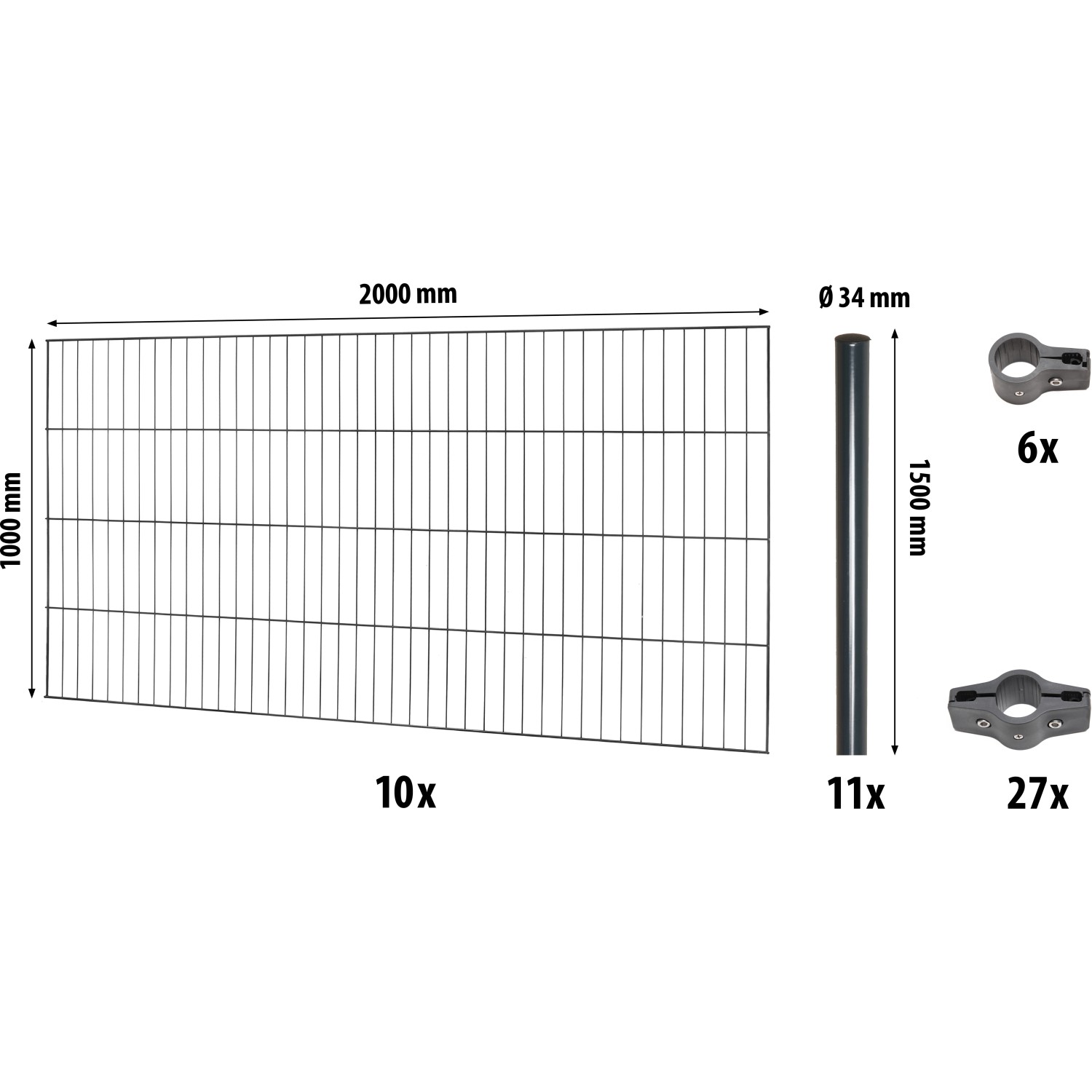 Floraworld Einstabmatten-Zaunset Classic Anthrazit 100 cm x 2000 cm günstig online kaufen