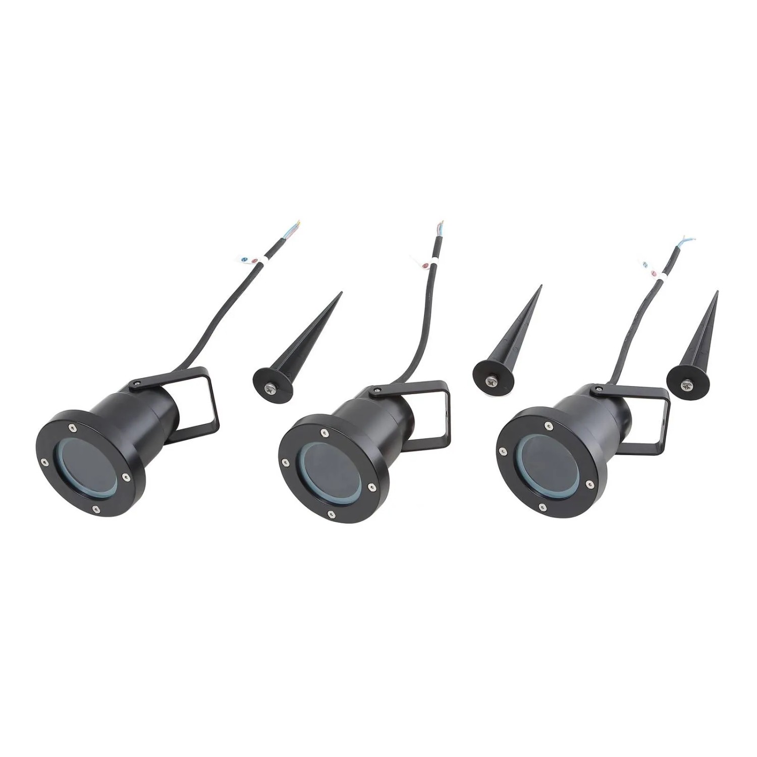 Lindby Thorgal 3er Set: Moderne schwarze Außenleuchten/Gartenleuchten mit Erdspieß und GU10 Fassung.