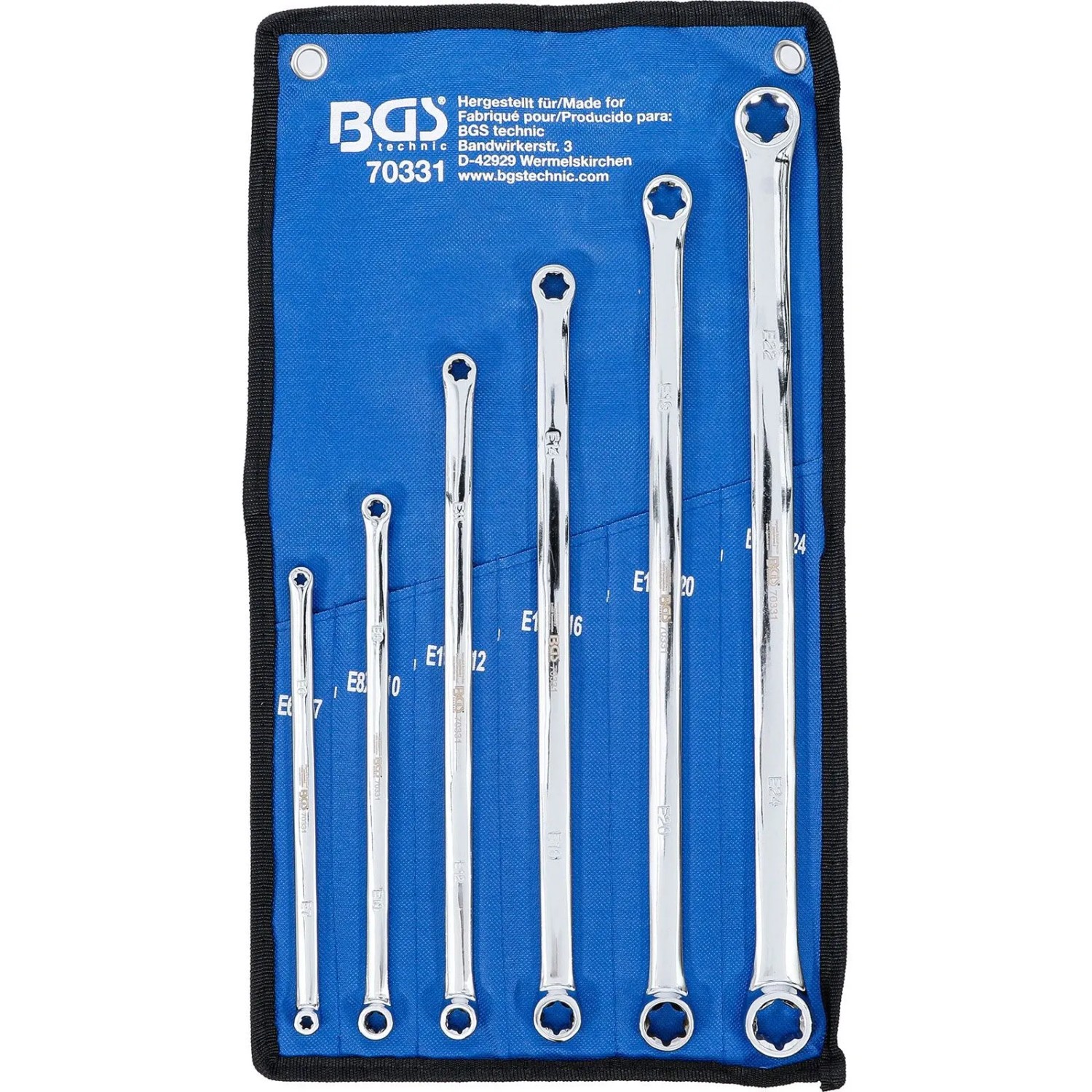 BGS Doppel Ringschlüssel Satz Mit E Profil Ringköpfen Extra Lang SW E6 X E7 E22 X E24 6Tlg  70331