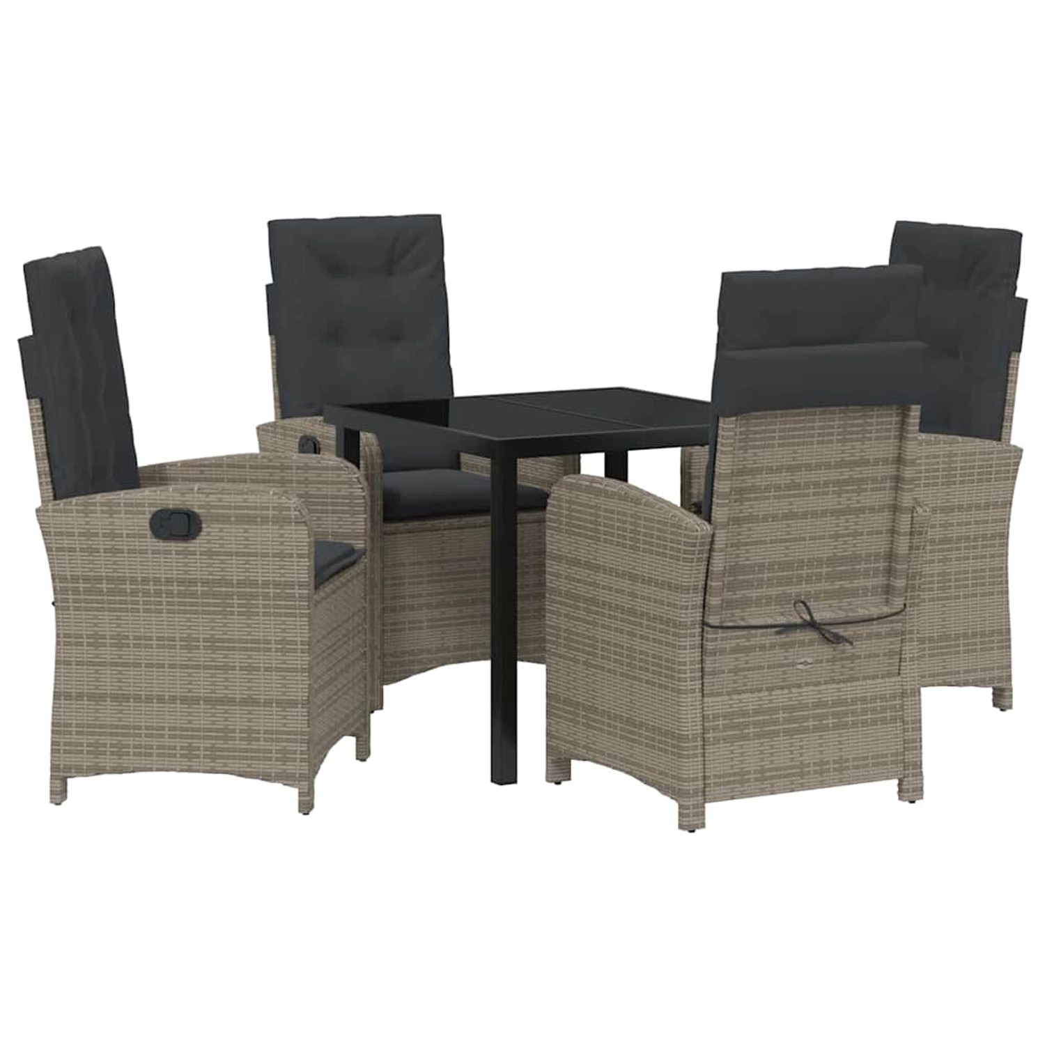 vidaXL Garten Essgruppe 5-Tlg Grau Poly Rattan 3380275 günstig online kaufen