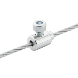 Conacord Schraubklemme 2 mm aus verzinktem Stahl für Drahtseile, Detailaufnahme.