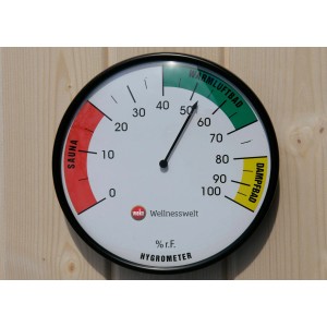 Weka Hygrometer zur Luftfeuchtigkeitsmessung in der Sauna, rundes Design.