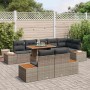 Grau-braune 9-tlg. vidaXL Garten Essgruppe mit Polyrattan, Stahl und Akazienholz.