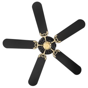 CASAFAN Deckenventilator Black Magic, 132 cm, mit Zugschnur, schwarz mit Messing-Akzenten.