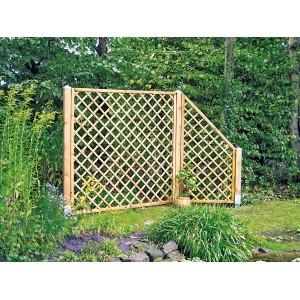 Eck-Rankzaun aus Holz, diagonal, 90x180/90 cm, ideal als Sichtschutz und Rankhilfe.