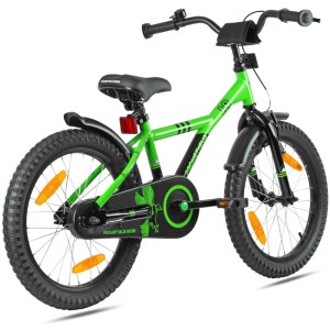 PROMETHEUS BIKES Kinderfahrrad 18 Zoll ab 5 und 6 Jahre mit Stützrädern und Rücktrittbremse Grün