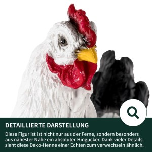 VERDOBA Wetterfeste Gartenfiguren Weißes Huhn