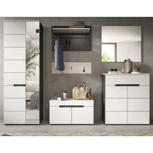 Inn.Furn Garderoben-Set 6-teilig in Weiß und Grau 255 cm Cooper
