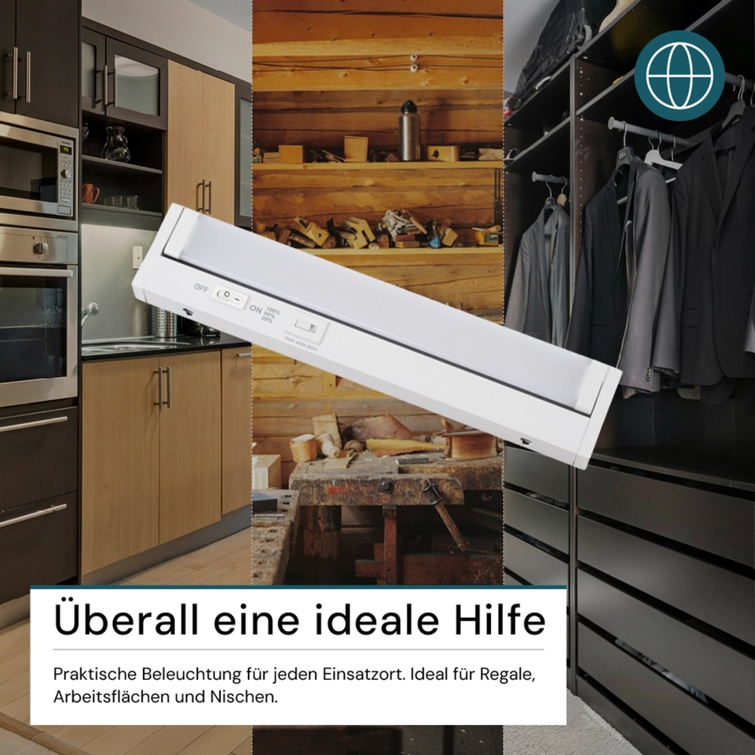 LUXULA LED Unterbauleuchte 30cm CCT Dimmbar Schwenkbare Schrankleuchte Warm- Kaltweiß 3000-6000K Erweiterbar Küchenbeleuchtung 4W Weiß_4