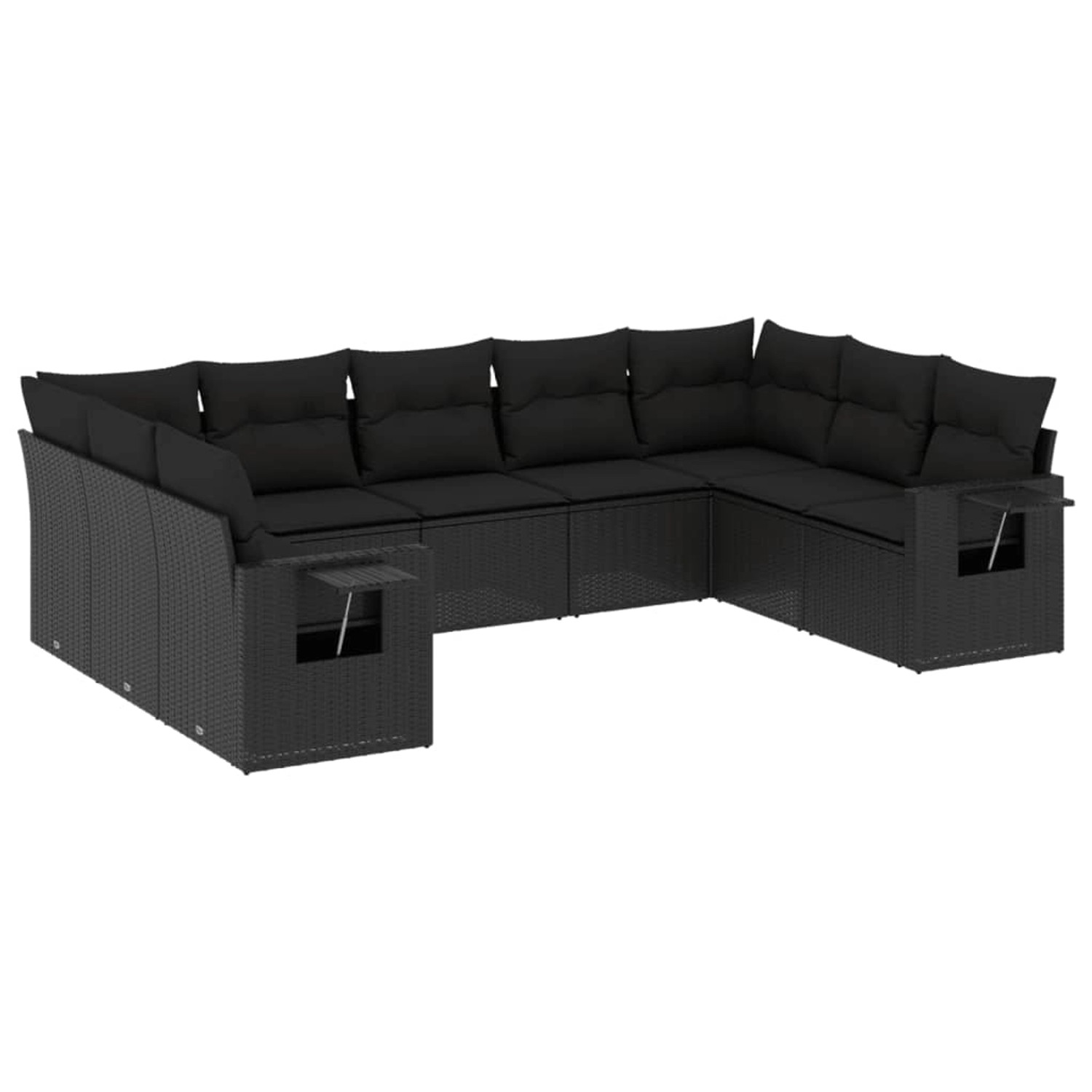 vidaXL 9-Tlg Garten-Sofagarnitur mit Kissen Schwarz Poly Rattan 3220594 günstig online kaufen