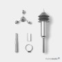 Homematic IP Wettersensor basic Set mit Windmesser, Sensor und Montageteilen in Silber auf weißem Grund.