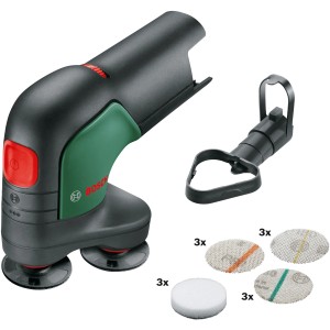 Bosch EasyCurvSander 12 V Akku-Schleifer (Solo) mit Zubehör für gewölbte & flache Oberflächen.