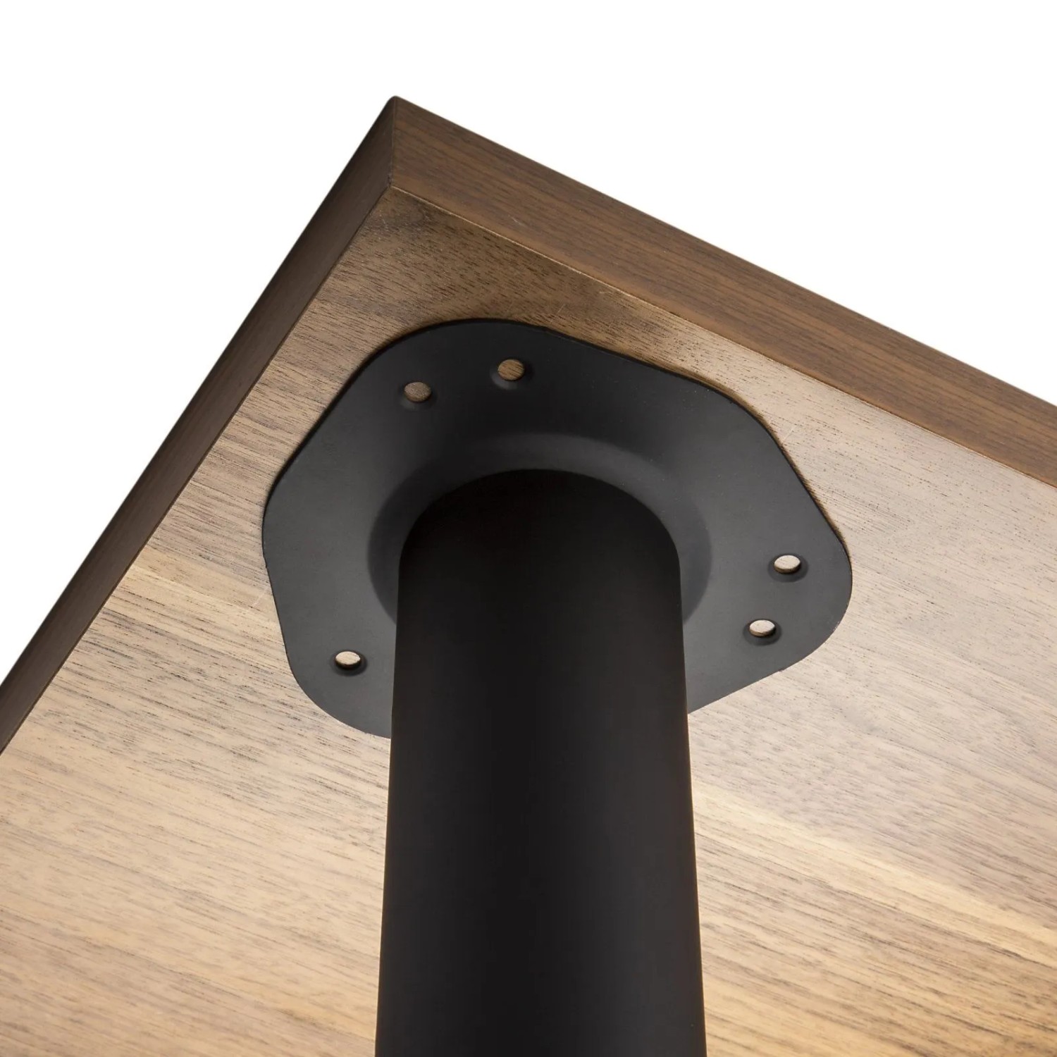 SOTECH Tischbein, 710 mm hoch, Ø 76 mm, Stahl schwarz, Montage unter Tischplatte.