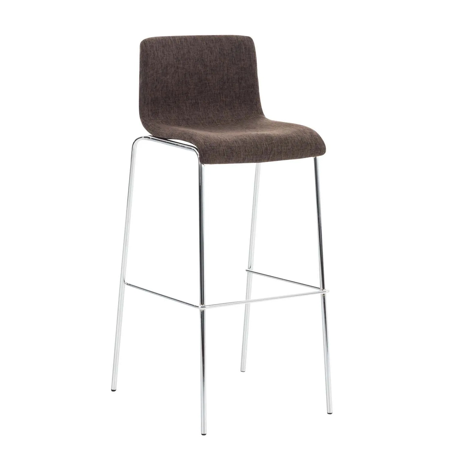 DELUKE Barhocker TENAR Stoff Braun 43x48x100cm Silber Barstuhl Mit Lehne Tresenhocker Tresenstuhl
