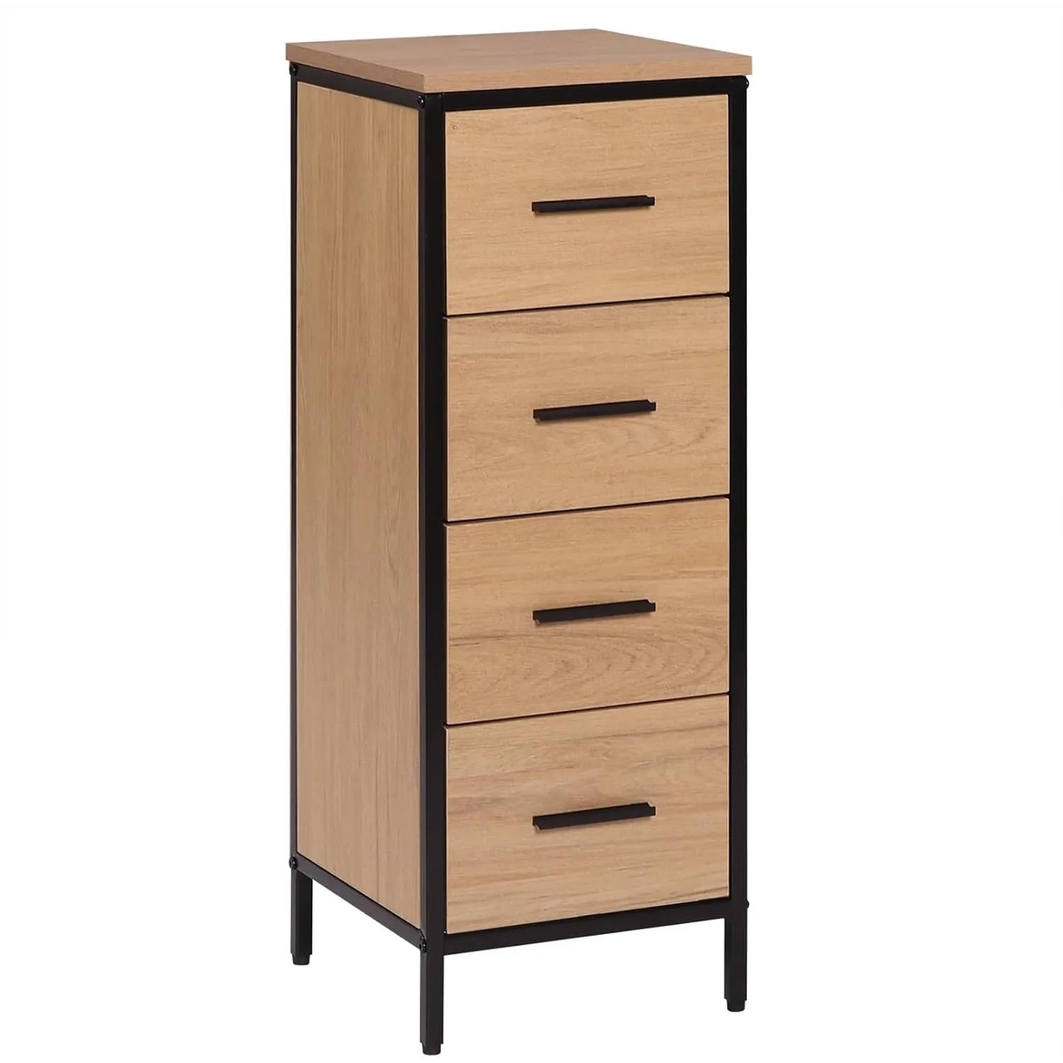 EUGAD Hochschrank mit 4 Schubladen aus Metall + Holzwerkstoff 30x82x30 cm