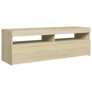 VidaXL TV-Schrank Sonoma-Eiche mit LED, 120 cm breit. Wohnwand-Möbel mit Stauraum.