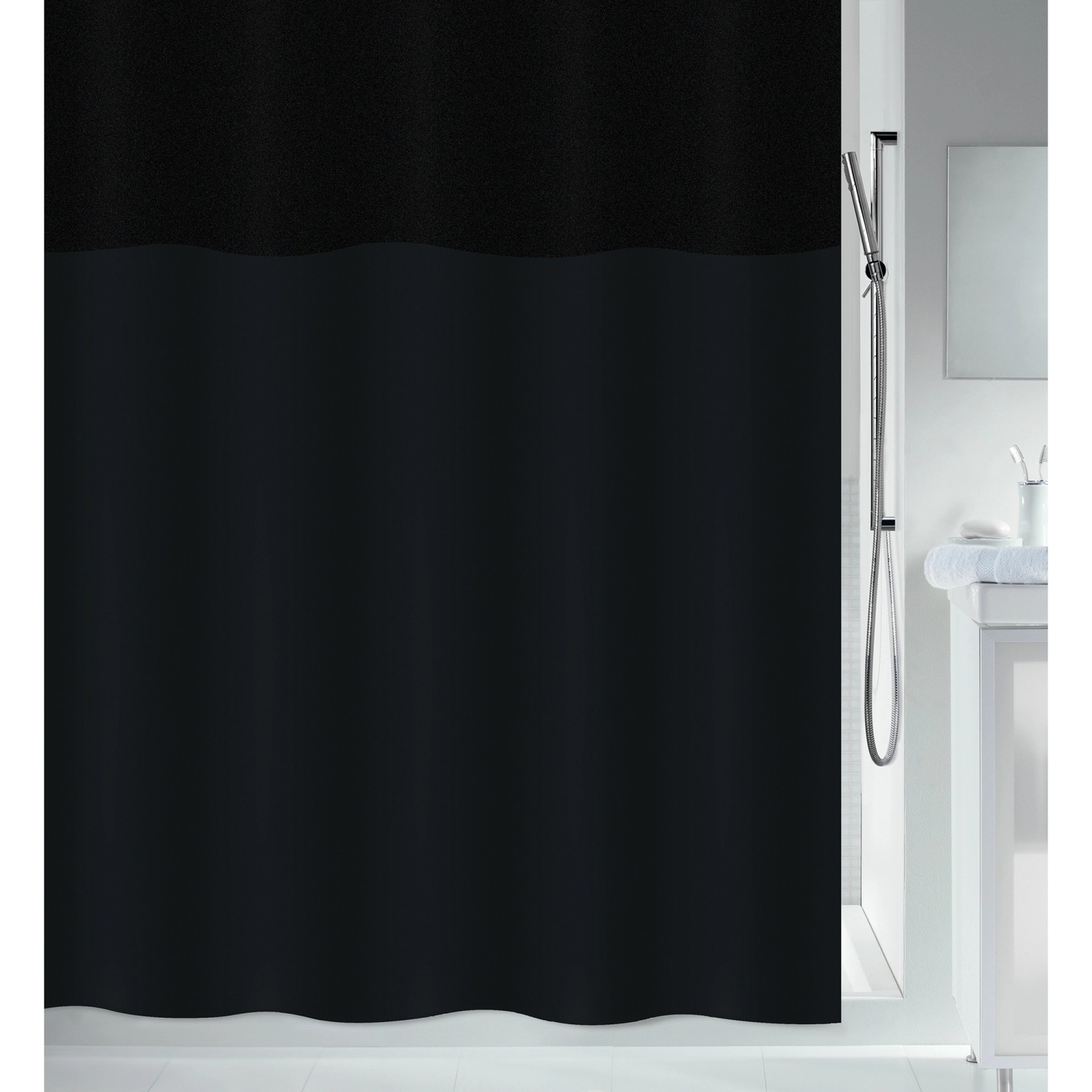 Spirella Duschvorhang Urbanko 120 cm x 200 cm Schwarz günstig online kaufen