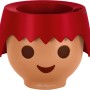 Lechuza Ojo Pflanzgefäß, 21 cm, Fire Red, im Playmobil-Look mit roter "Frisur" und Gesicht.