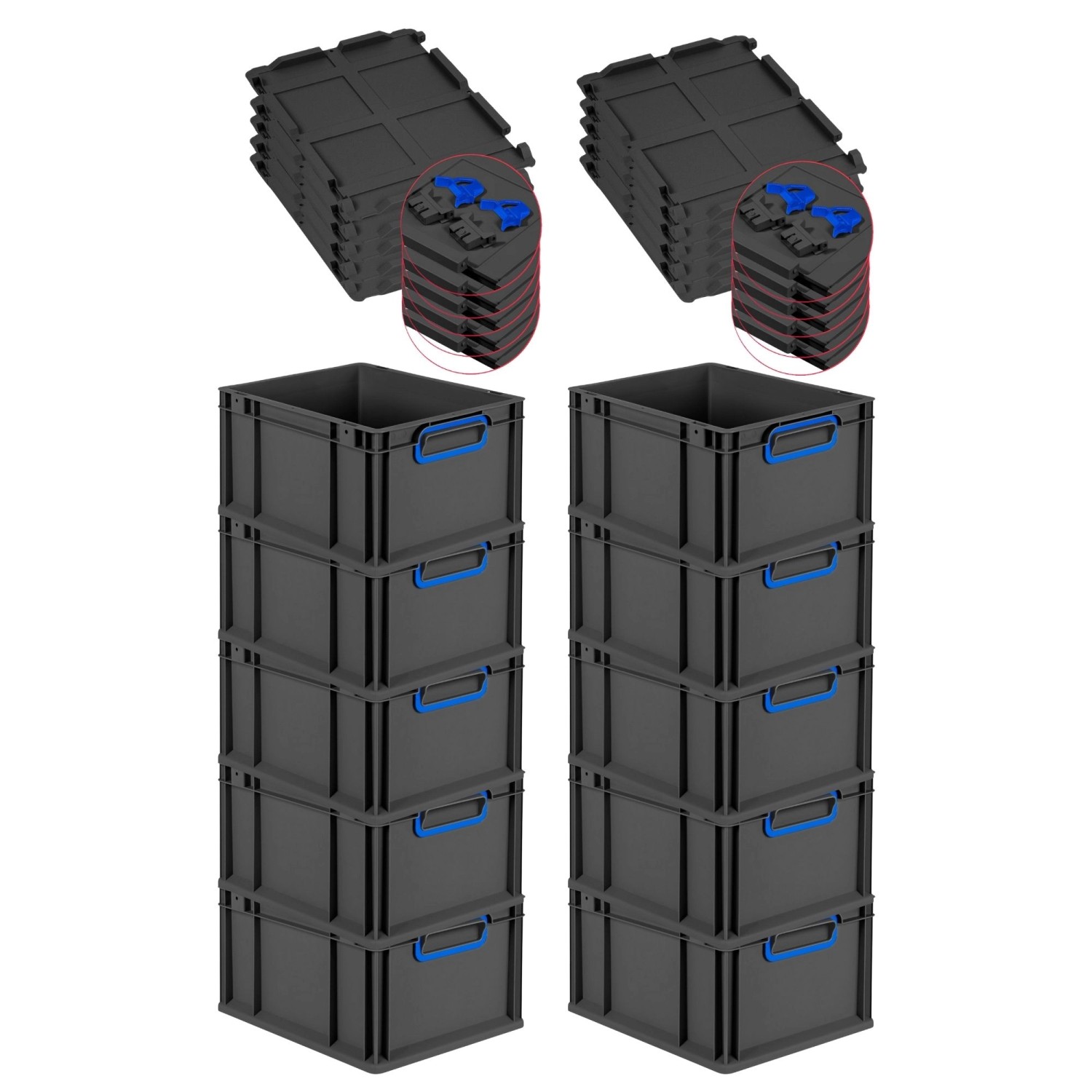 PROREGAL SuperSparSet 10x Eurobox Nextgen Color Mit Scharnierdeckel HxBxT 2 günstig online kaufen