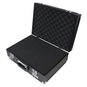 HMF 14501-02 Alu Fotokoffer Koffer Rasterschaumstoff 46 x 33 x 15 cm Schwarz