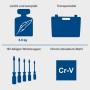 Infografik: Scheppach Werkzeugkoffer WZT187, 187-teilig, 8,8 kg, transportabel, aus Chrom-Vanadium-Stahl.
