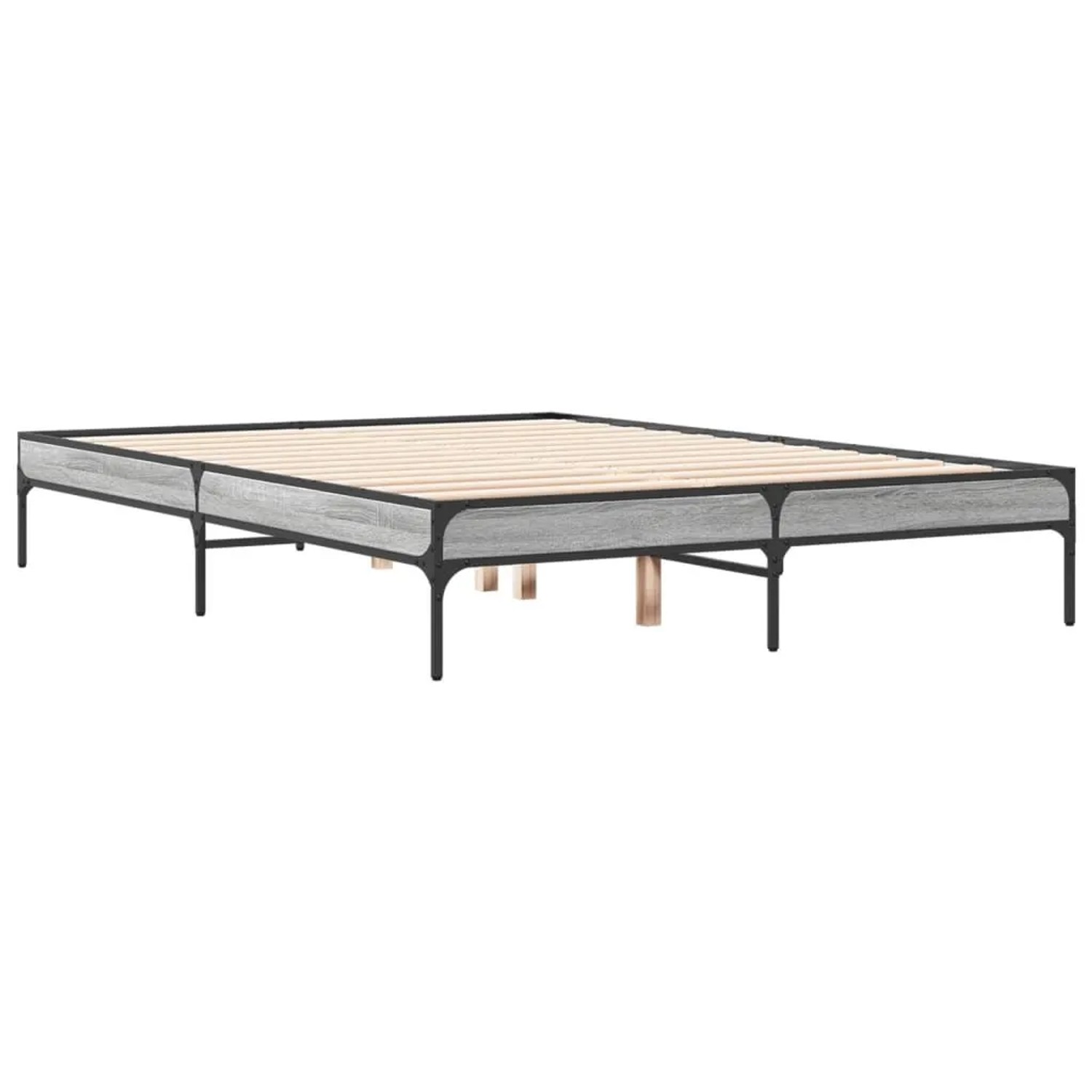 vidaXL Bettgestell Grau Sonoma 135x190 cm Holzwerkstoff und Metall 845044 günstig online kaufen