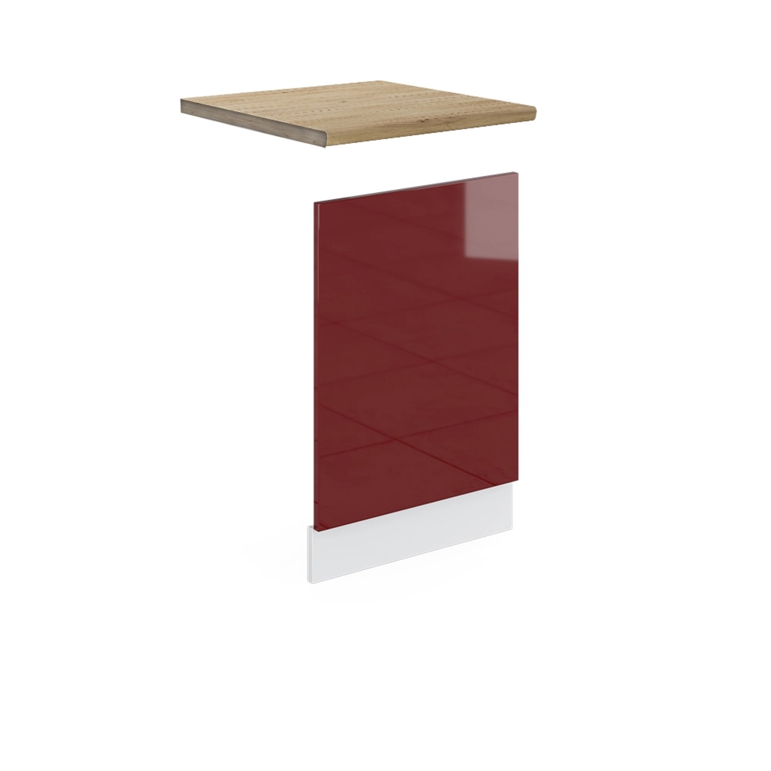 Vicco Frontblende R-Line Geschirrspüler Fronttür Bordeaux Hochglanz/Weiß 45 cm AP Eiche