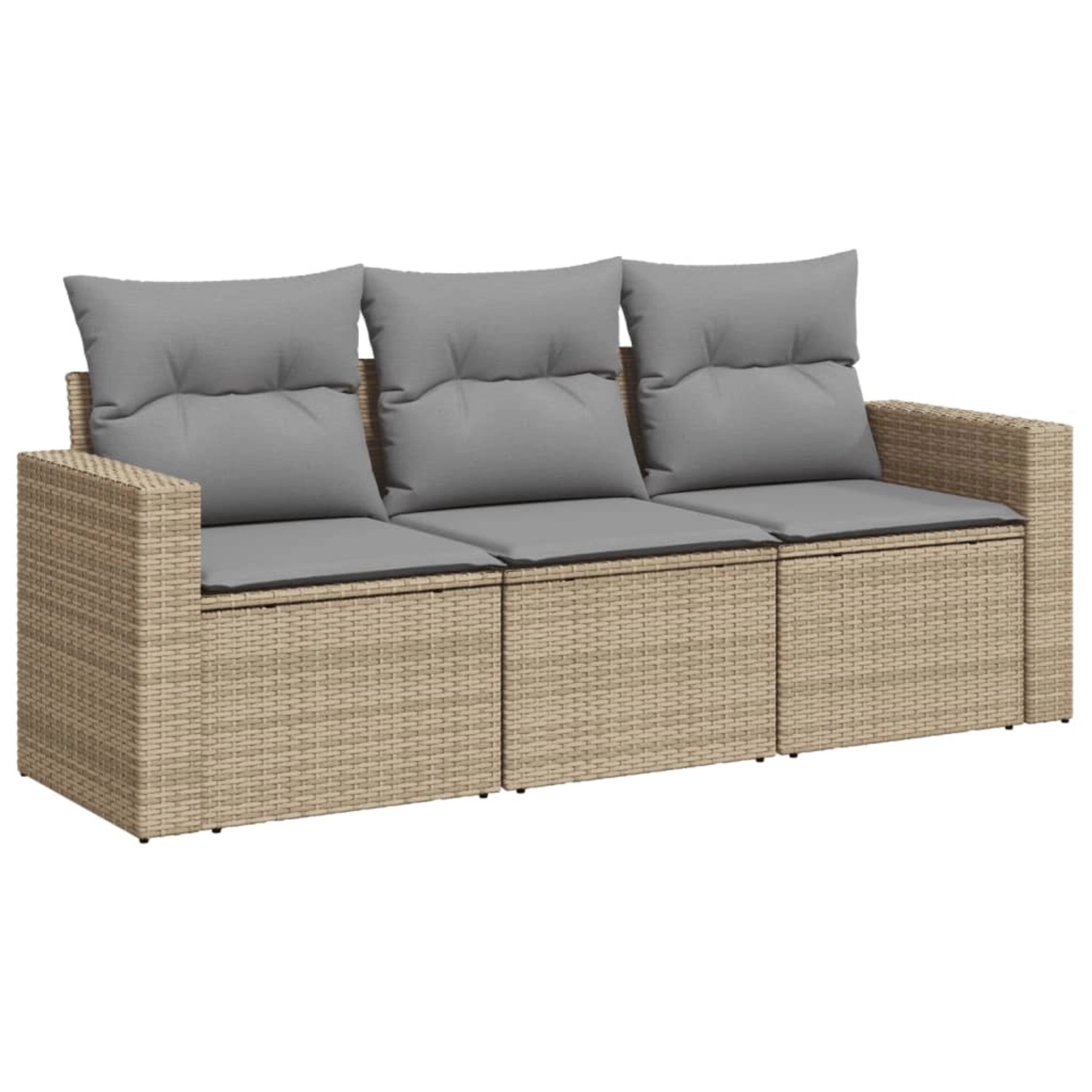 vidaXL 3-tlg Garten-Sofagarnitur mit Kissen Beige Poly Rattan Modell 8