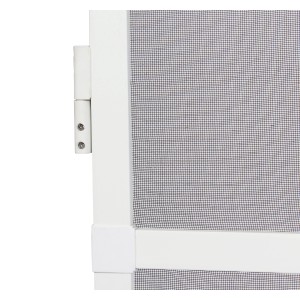 Detailansicht einer weißen Avosdim Insektenschutztür aus Aluminium mit Fiberglas-Netz.