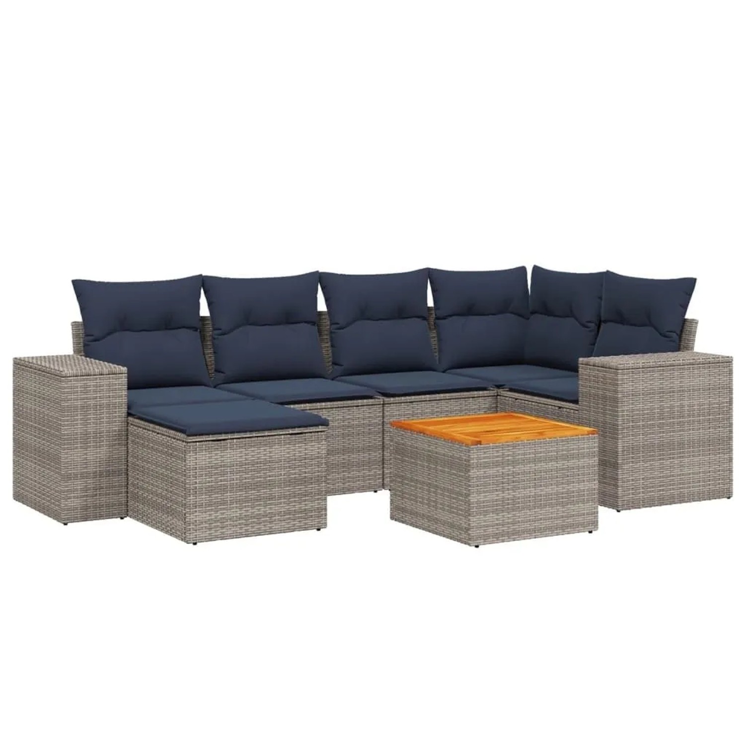 vidaXL 7-Tlg Gartensofa-Set mit Kissen Grau Polyrattan 3225550 günstig online kaufen