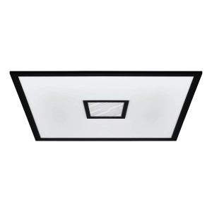 Quadratische LED-Deckenleuchte Bordonara, schwarz-weiß, mit RGB-Funktion.