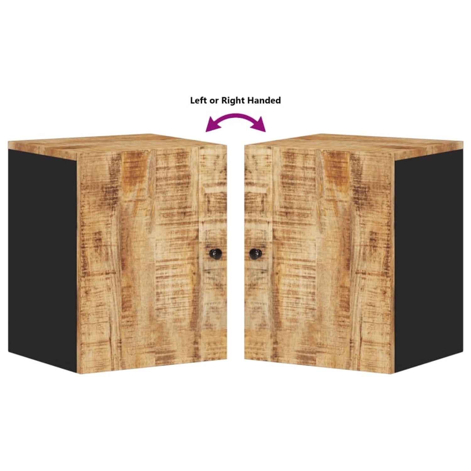 vidaXL Bad-Wandschrank aus Mangoholz, 38x33x48 cm, flexible Tür für Badmöbel-Sets.