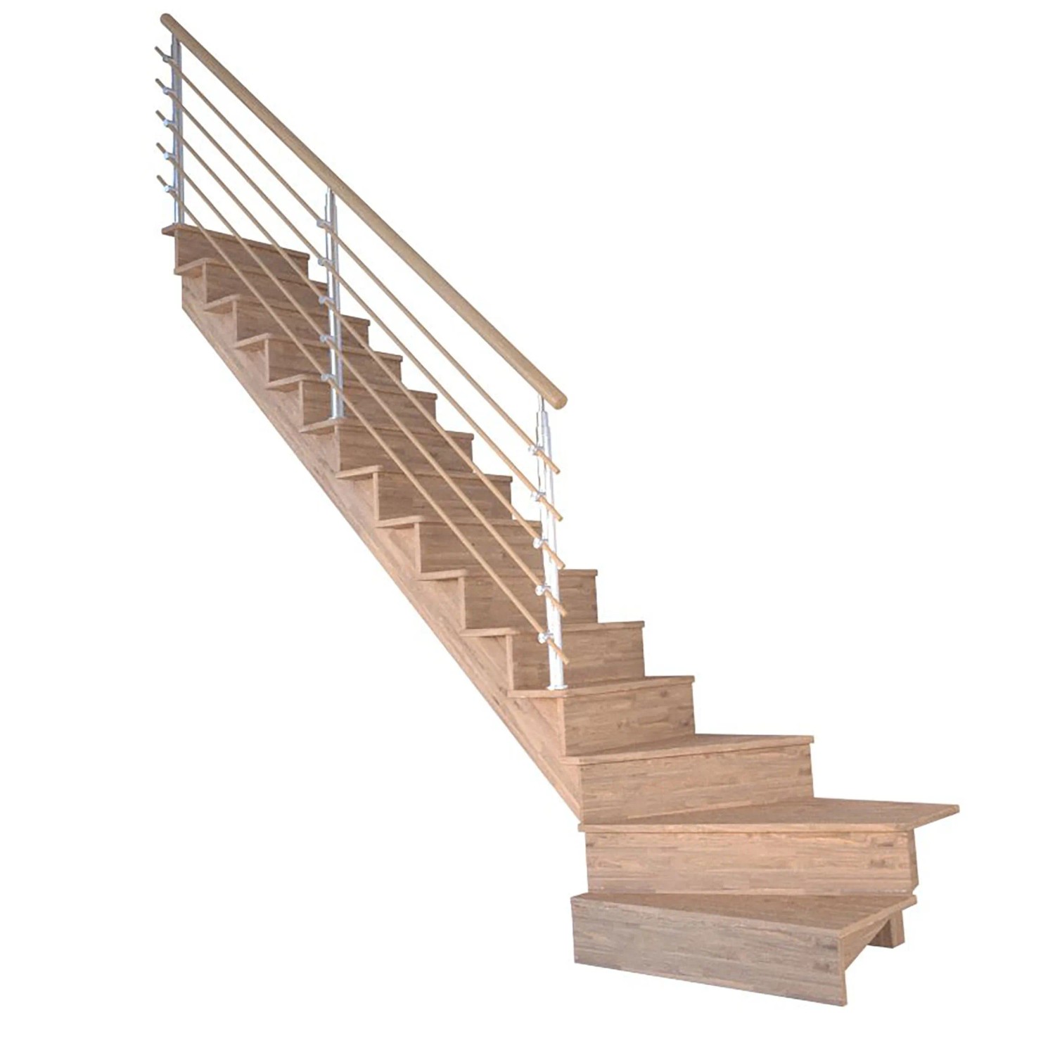 Treppe Lindos Pro Eiche Gew. L 80 cm Setzstufen Design-Geländer-Holzstäbe F günstig online kaufen