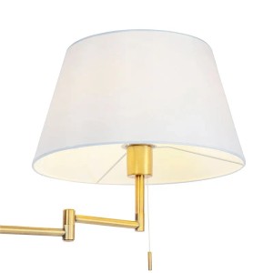 QAZQA Stehlampe Ladas Deluxe in Bronze mit weißem Schirm und verstellbarem Arm.