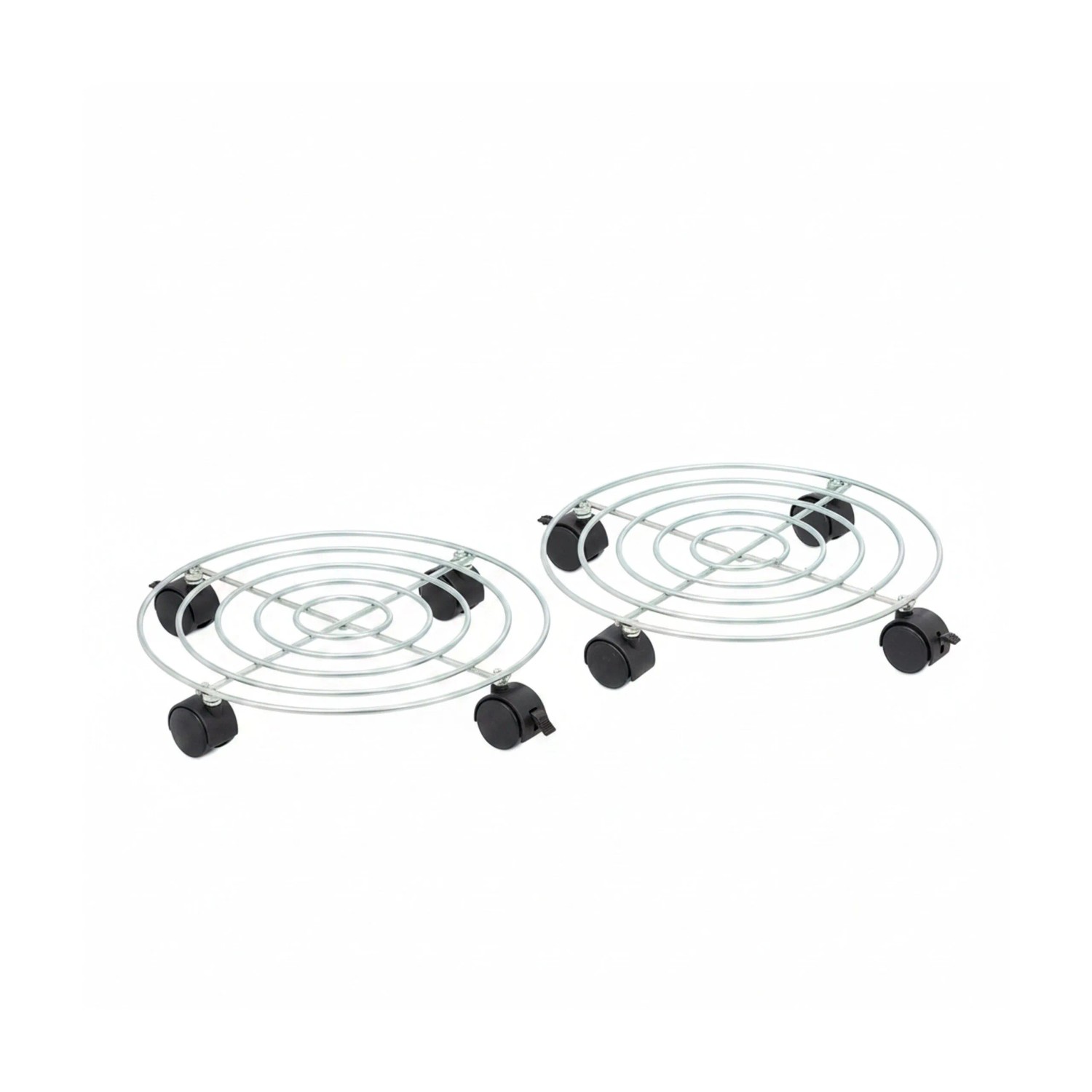 Relaxdays Pflanzenroller 2er Set Stahl Silber mit Feststellbremsen 6 cm x 32 cm 0,7 kg
