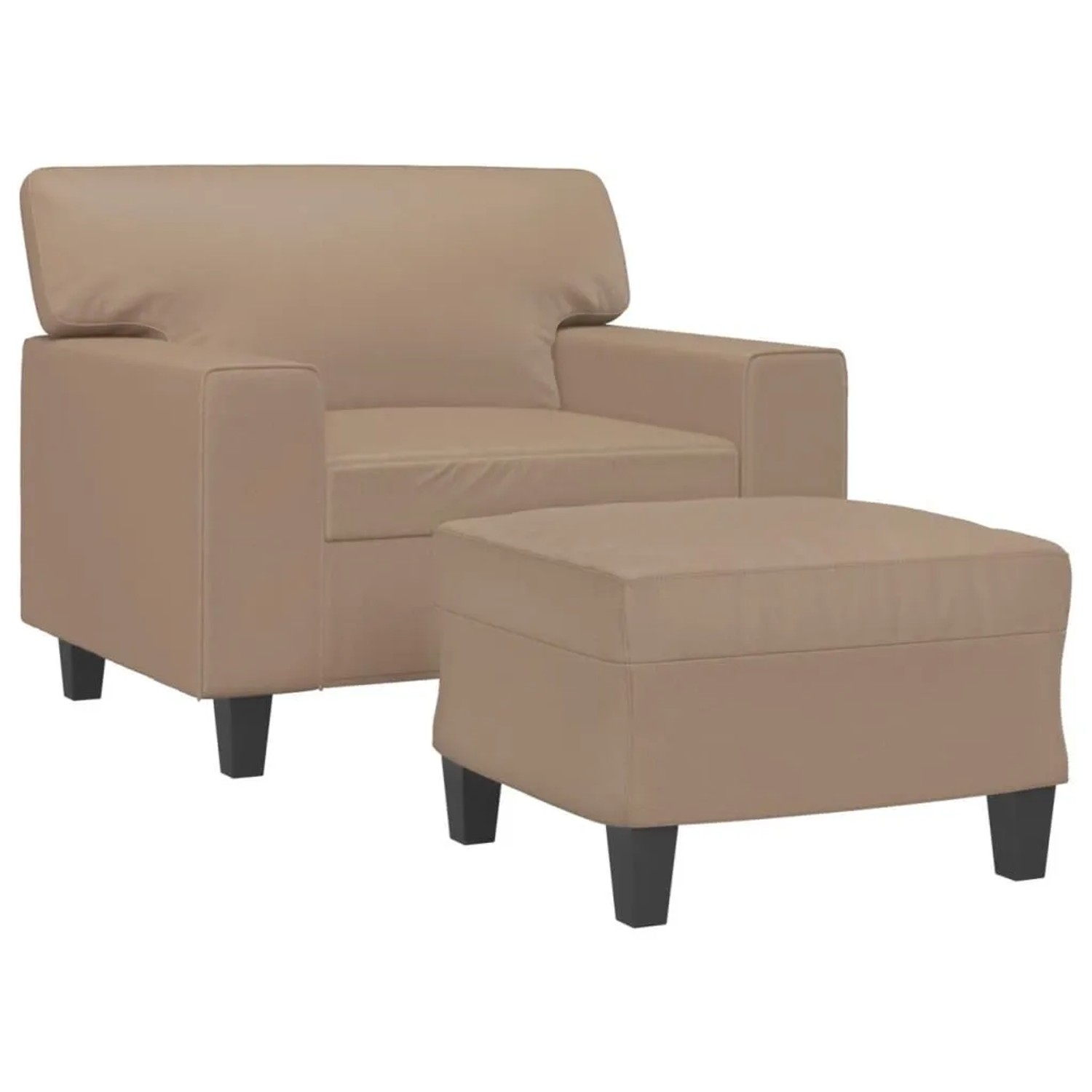 vidaXL Sessel mit Hocker Cappuccino-Braun 60 cm Kunstleder 3201163
