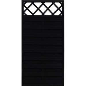 Anthrazitfarbenes Sichtschutzzaun-Element Country, 180x90 cm, mit Lattenzaun-Abschluss.