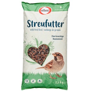 Elles Wildvögel-Streufutter 2,5 kg Sack mit Spatz. Ganzjahresfutter für Wildvögel.