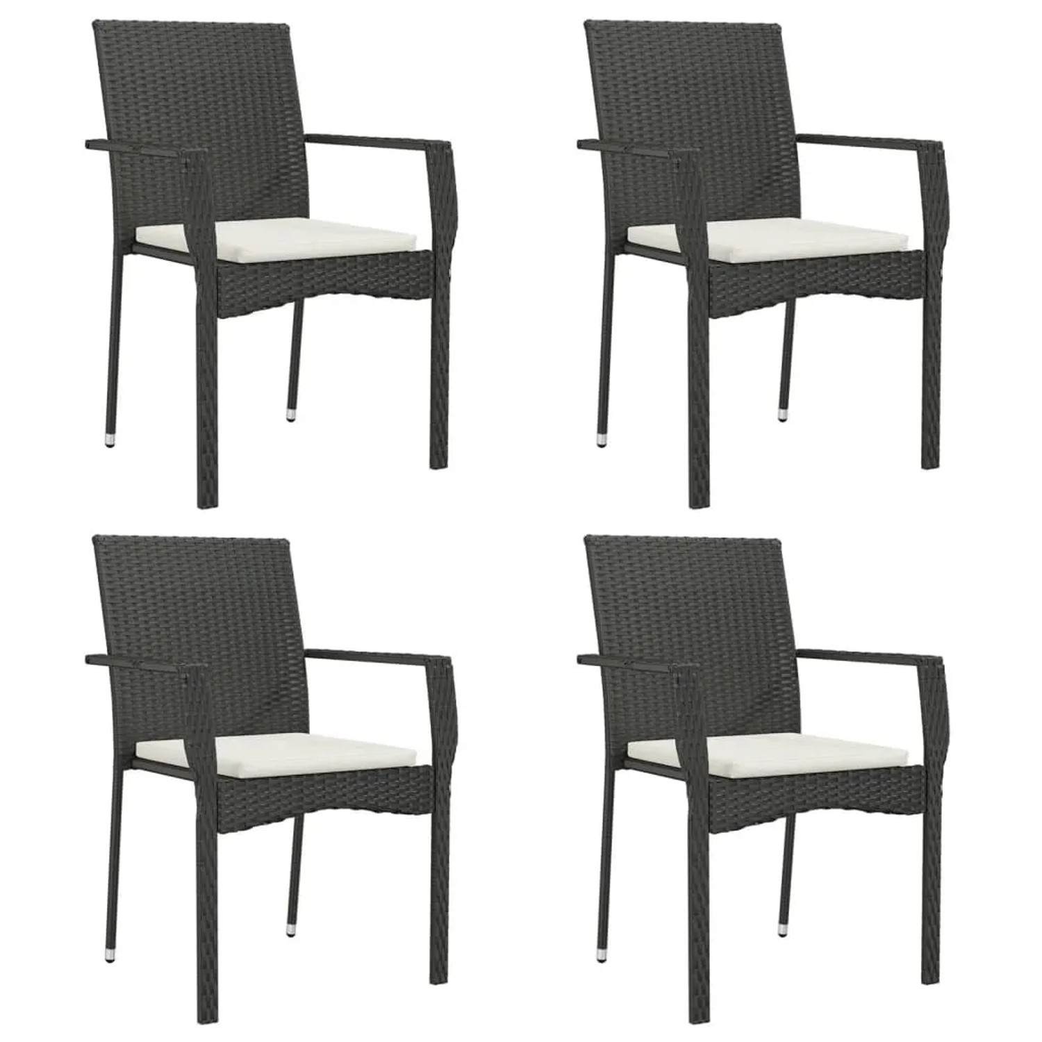 Furnicato Gartenstühle 4er Set Poly Rattan Mit Kissen 59x535x88 Cm Schwarz