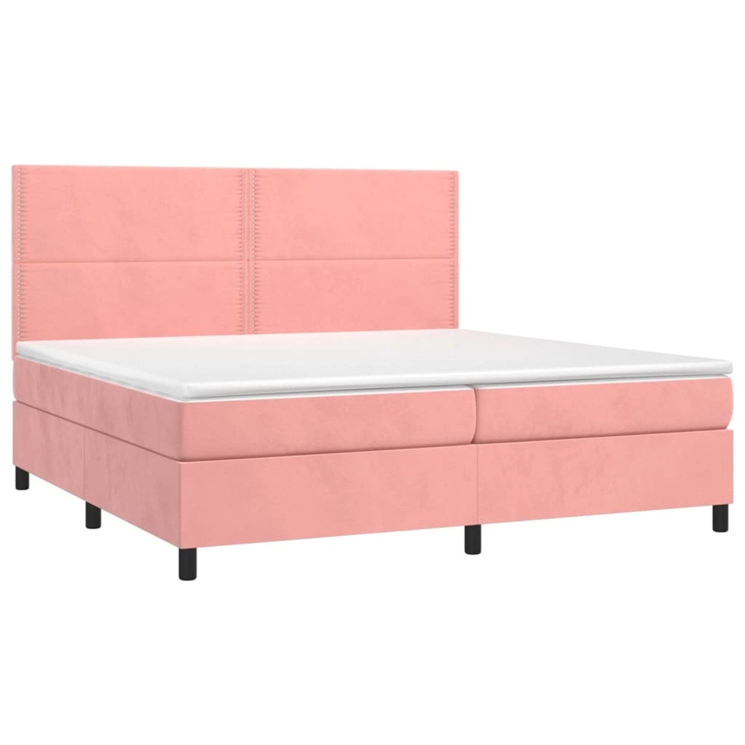 Rosa vidaXL Boxspringbett mit Matratze und Kopfteil, Samtbezug, 200x200 cm.