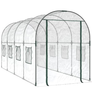 DELUKE Foliengewächshaus GREGO mit Fenster, 188x161x398cm. Treibhaus für Tomaten und Pflanzen.