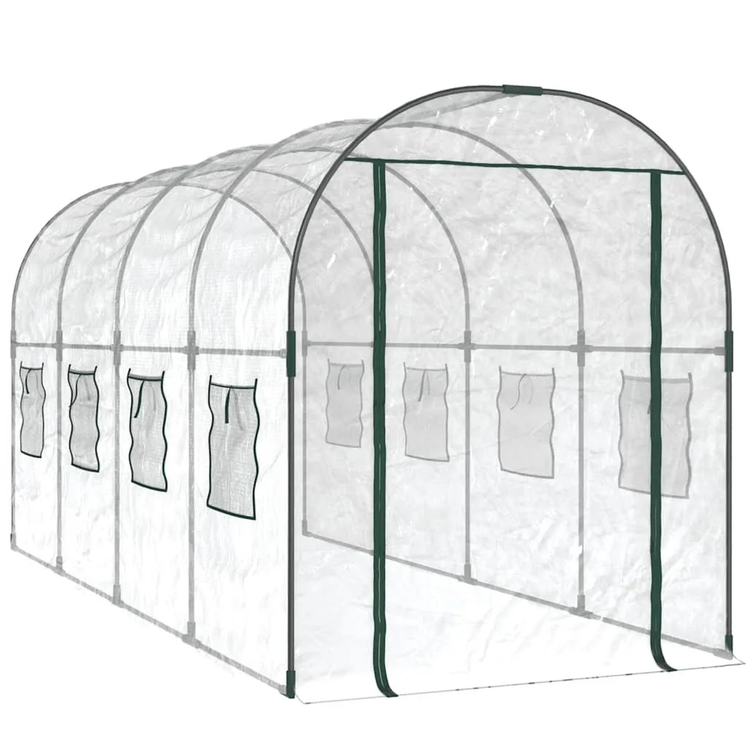 DELUKE Gewächshaus Folientunnel GREGO Mit Fenster 188x161x398cm Foliengewächshaus Treibhaus Tomatenhaus Frühbeet Pflanzenhaus