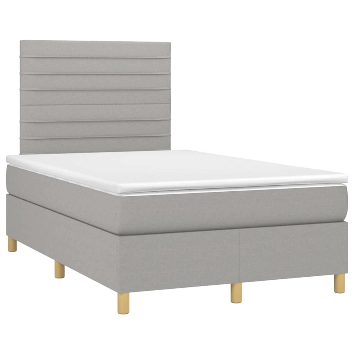 vidaXL Boxspringbett mit Matratze & LED Hellgrau 120x200 cm Stoff 3135501 günstig online kaufen