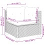 vidaXL Gartenmöbel: Schwarzes Ecksofa aus Rattan mit cremefarbenen Kissen und Maßangaben.