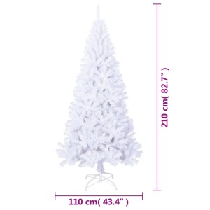 Weißer, künstlicher Weihnachtsbaum mit dicken Zweigen, 210 cm hoch, für innen und außen.