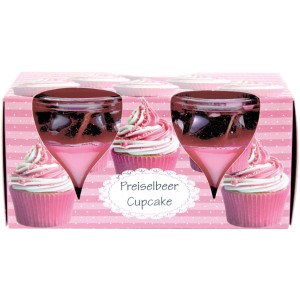 HS Candle Duftkerze Creation, 2er Pack Preiselbeer Cupcake im rosa Karton.