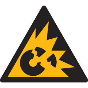 Symbol: Warnung vor Trennscheiben, die beim Gebrauch zerbrechen können.