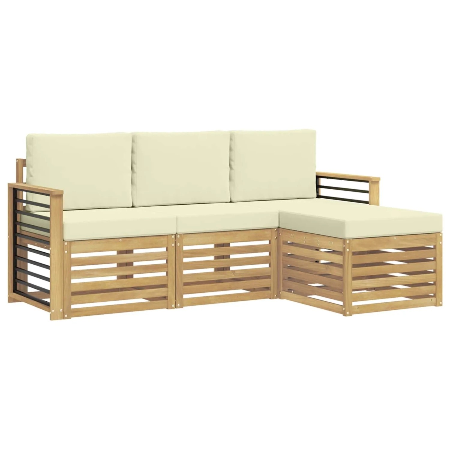 vidaXL Outdoor-Sofagarnitur 4-Tlg Weiß und Creme 189,5 x 122,5 x 73 cm 3391645