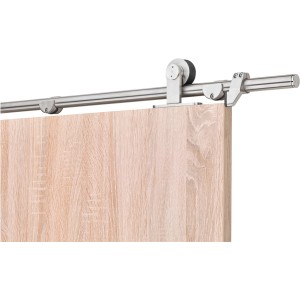 Schiebetür-Set Fineline Edelstahl für Melamin, 2100 mm, zur Wandmontage.